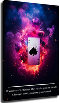 Wall Art Canvas Prints- Poker Inspirational Ace of Spades Game Motivational Quotes 2 Posters Room Aesthetics-Best decoration for kitchen living room bedroom office gym etc (24x36inch-Framed)