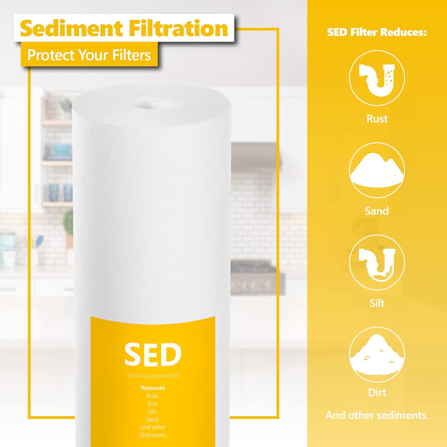 Express Water – 10 Pack Sediment Replacement Filter – Whole House Replacement Water Filter – SED High Capacity Water Filter – 5 Micron Water Filter – 4.5' x 20' inch
