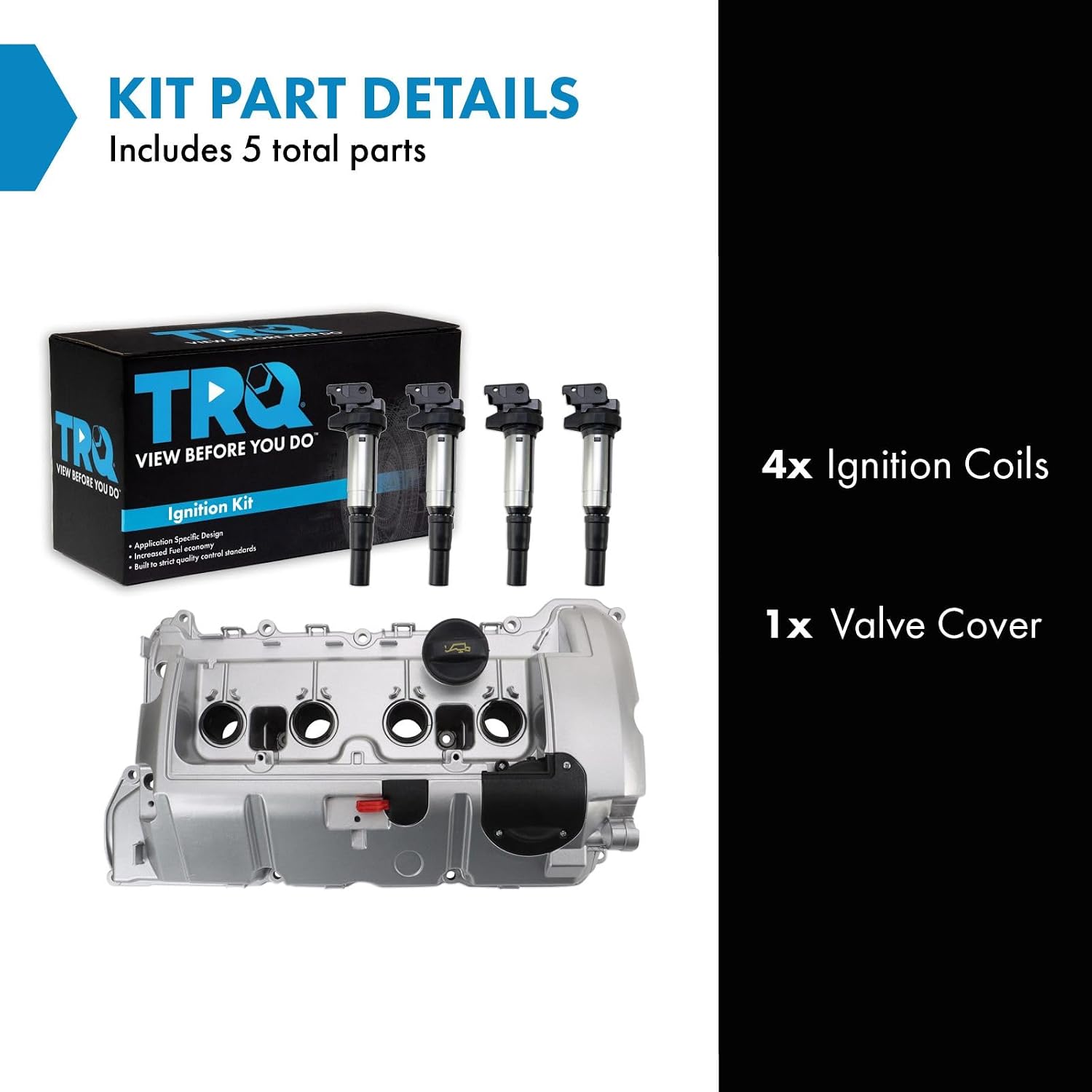 TRQ Ignition Coil Kit 5 Piece Compatible with 2011-2015 Mini Cooper 2011-2016, Countryman 2013-2016 Cooper Paceman