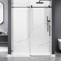 Frameless Shower Door, 56-60' W x 74' H 8mm Single Sliding Shower Door with 5/16' Clear Tempered Glass, Bathroom Glass Door for Walk-in Shower, Black