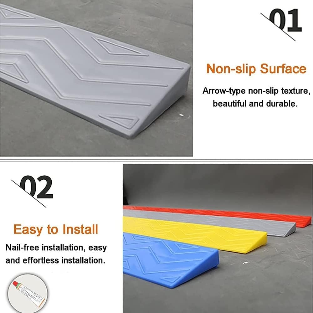 Extra Wide Rubber Wheelchair Ramp for Home Steps/Door Non Slip Textured Surface Red 4' Rise Threshold Ramp Curb Ramp 99 * 22 * 10cm