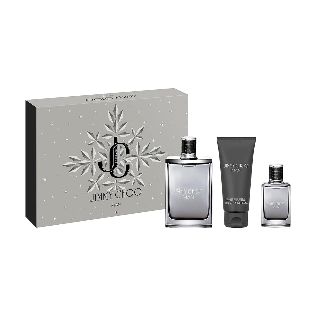 JIMMY CHOO Man 3 Piece Eau de Toilette Gift Set (Two Eau de Toilette Sprays, Perfumed Shower Gel)