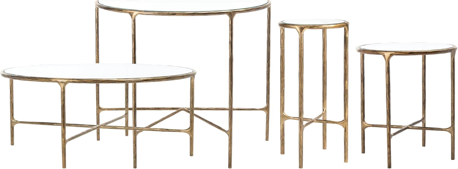 SAFAVIEH Couture Home Collection Jessa Brass Metal/Tempered Glass Top Round Coffee Table (Fully Assembled)