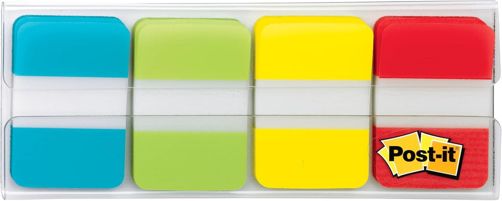Post-it Tabs, 1 in Solid, Aqua, Lime, Yellow, Red, 22/Color, 88/Dispenser (686-ALYR1IN) (24 Pack)