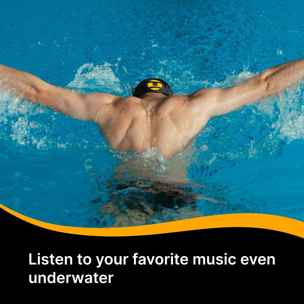 SONR Music 2-in-1 Bundle: Sunny Yellow Open-Ear Underwater Music Player for Swimmers with Matching Storage Case