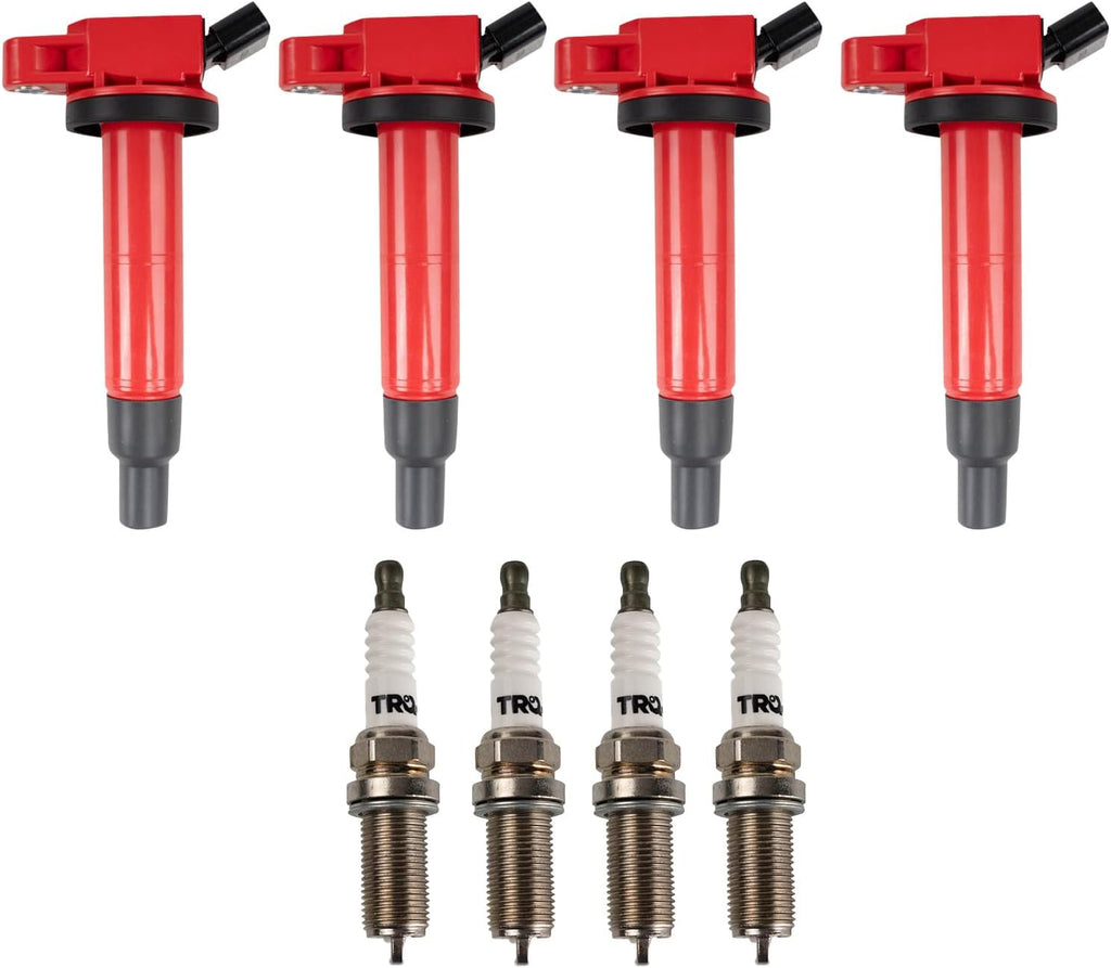 TRQ Ignition Coil and Spark Plug Kit 8 Piece Iridium Spark Plugs Compatible with 2013 Toyota Matrix 2014-2015 Scion xB
