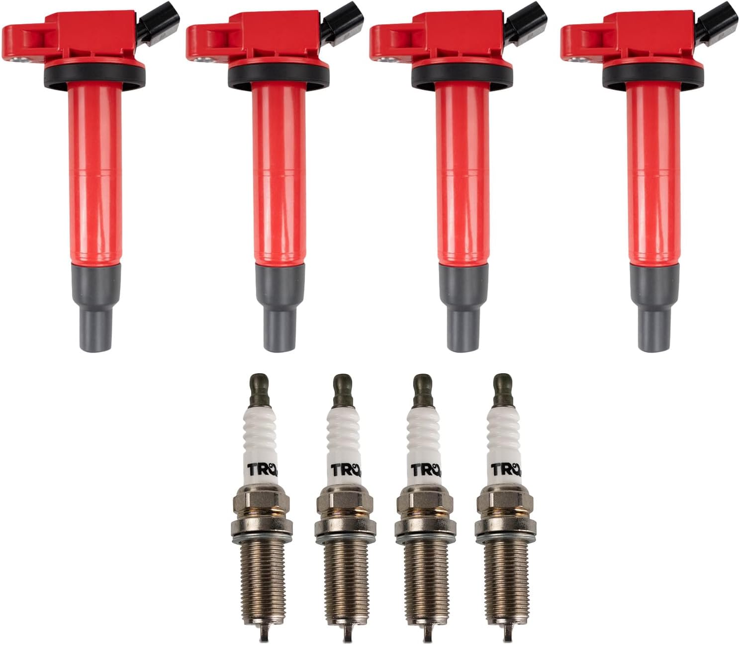 TRQ Ignition Coil and Spark Plug Kit 8 Piece Iridium Spark Plugs Compatible with 2013 Toyota Matrix 2014-2015 Scion xB