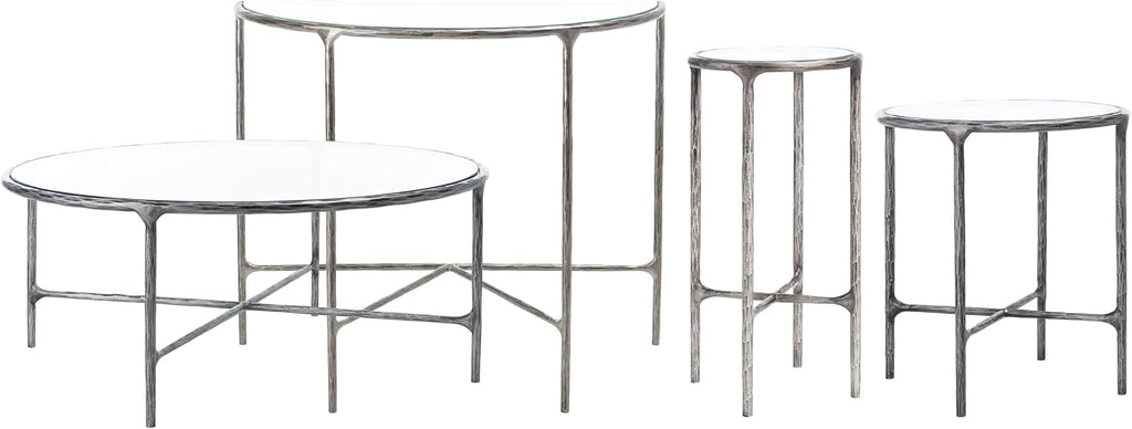SAFAVIEH Couture Home Collection Jessa Silver Metal/Tempered Glass Top Round Coffee Table (Fully Assembled)