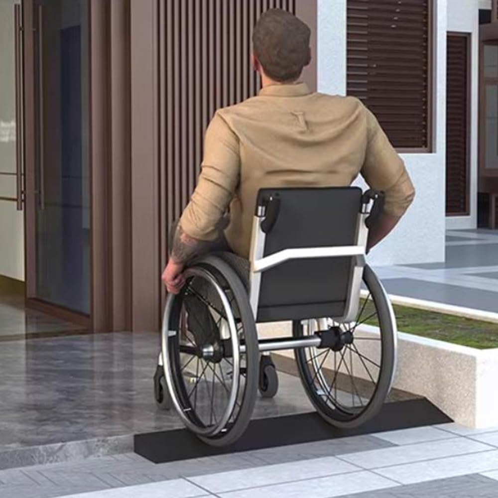 Portable Threshold Ramps For Doorways，Small Steps Curb Ramp，Power Wheelchair Scooter Threshold Ramp Black Heavy-Duty Door Ramp Mat，Entry Ramp Sturdy Rubber(Height: 5.5cm/2.16in)