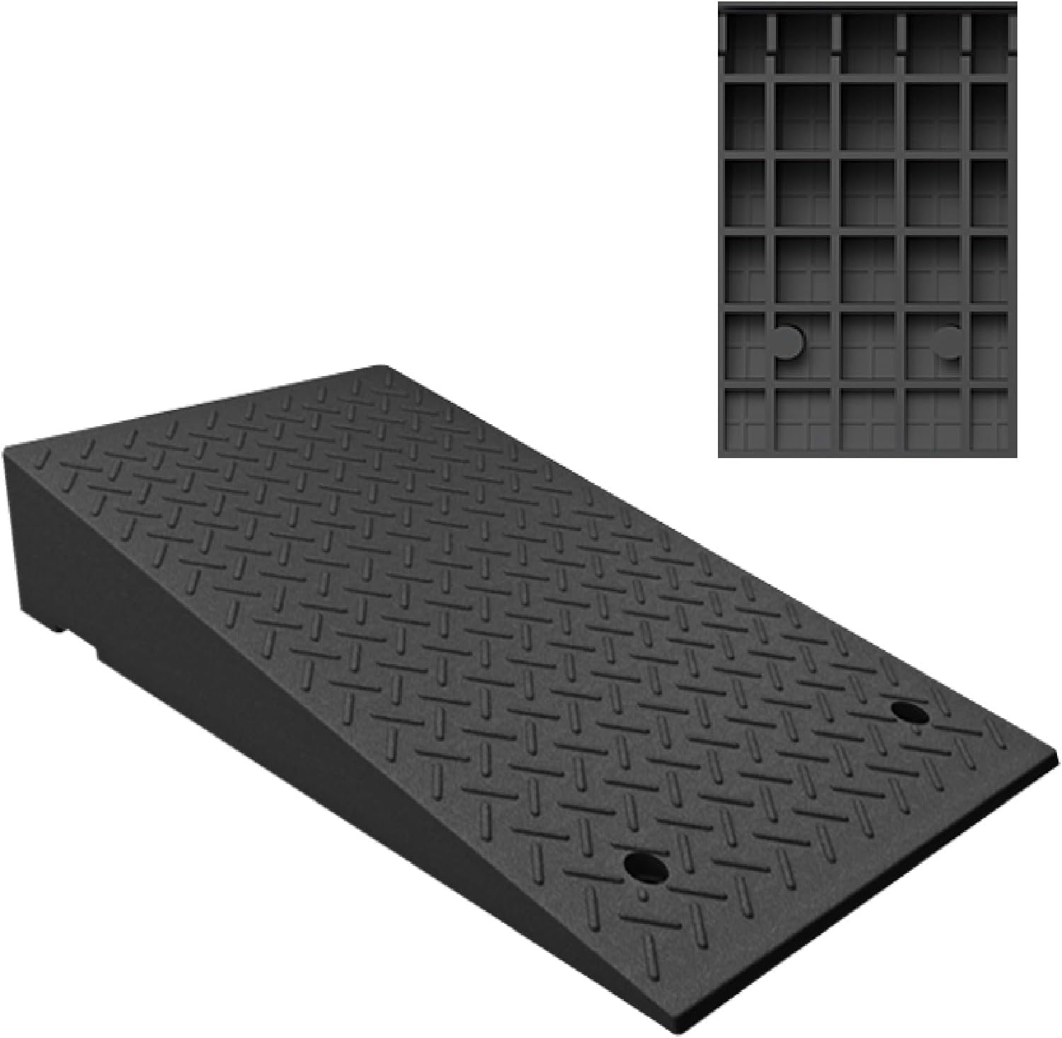 Portable Kerb Ramp Heavy Duty Rubber Curb Ramp Rise Height Threshold Ramp Driveway Ramps for Car Motorcycle Wheelchairs Scooter Bike Truck Forklifts(19.7x39.4x3.9in)