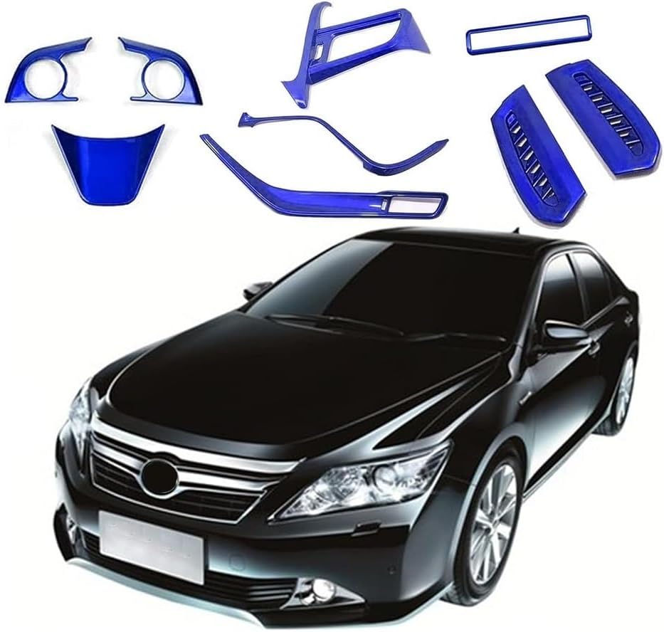 for Toyota Camry LE SE XLE XSE 2021 2022 2023 Models Blue Plastics ABS Full Set of Car Interiors Instrument Panel Center Console Trim Air Outlet Steering Wheel Cover Car Accessories 9pcs