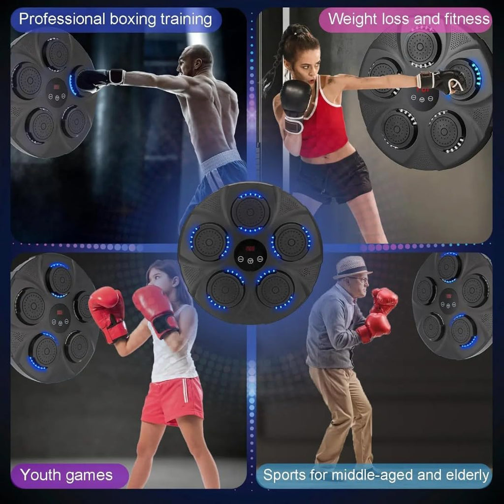 Smart Boxing Training System with LED Feedback, Music Sync, Boxing Gloves, Mobile App Control, All Ages
