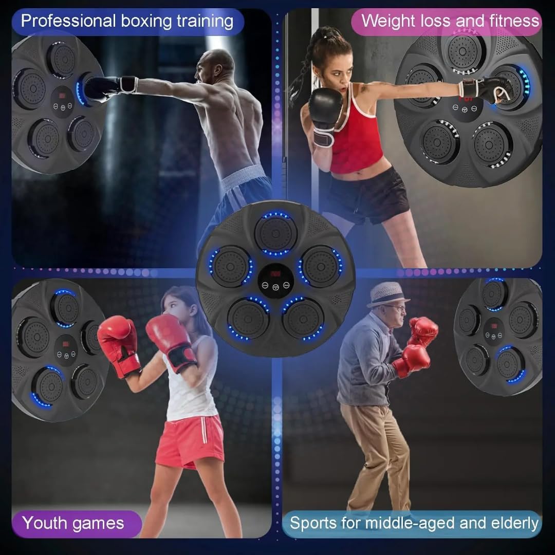 Smart Boxing Training System with LED Feedback, Music Sync, Boxing Gloves, Mobile App Control, All Ages