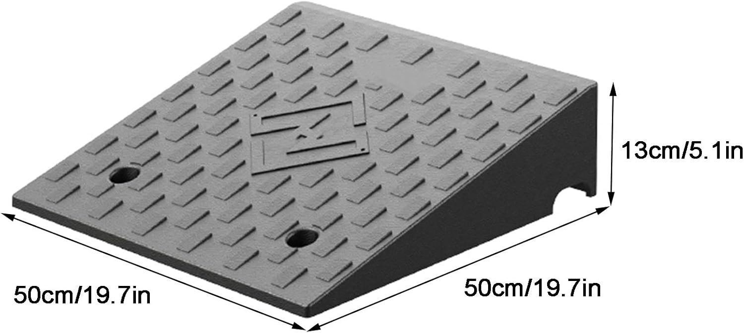 Curb Ramp, 1.6' to 8' Rise Threshold Ramps for Doorways, 22000lbs Heavy Duty, for Forklifts, Trucks, Buses, Cars, Wheelchairs, Bikes(50x50x13cm/19.7x19.7x5.1in)