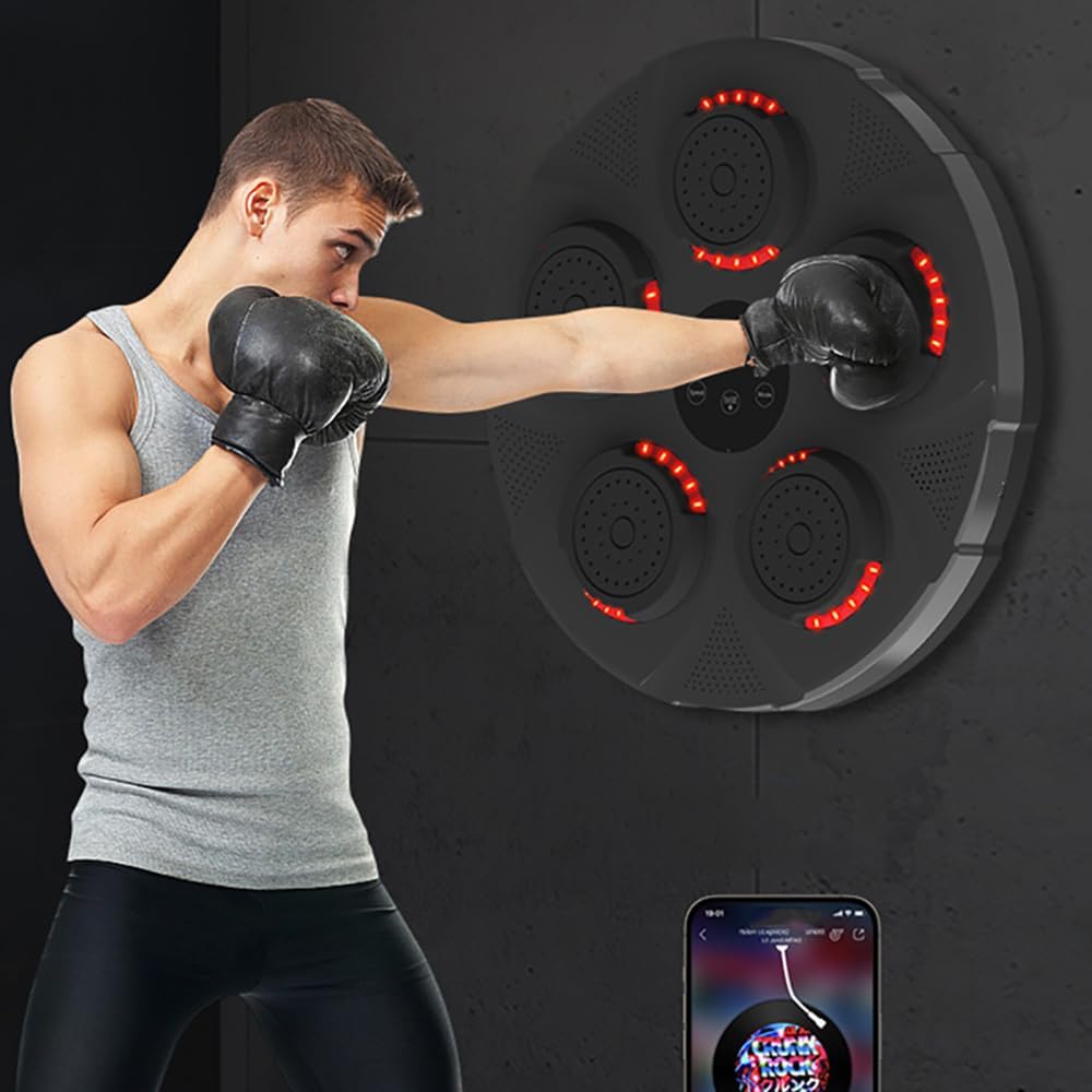 Smart Electronic Music Boxing Machine, Wall Mounted Punch Force Tester with Light and Music, LCD Display The Number of Strikes, for Kick Boxing, Karate, Taekwondo, Wing Chun