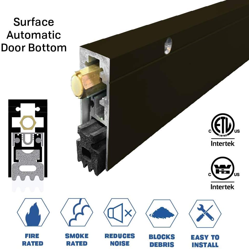 Fire Rated/Heavy Duty/Surface Automatic Door Bottom with Sponge Neoprene Rubber Extrusion in Black Anodized Aluminum (7163BK), SMS #8 x 1-1/2'' Supplied, (36'' L x 29/32'' W x 1-29/32'' H)
