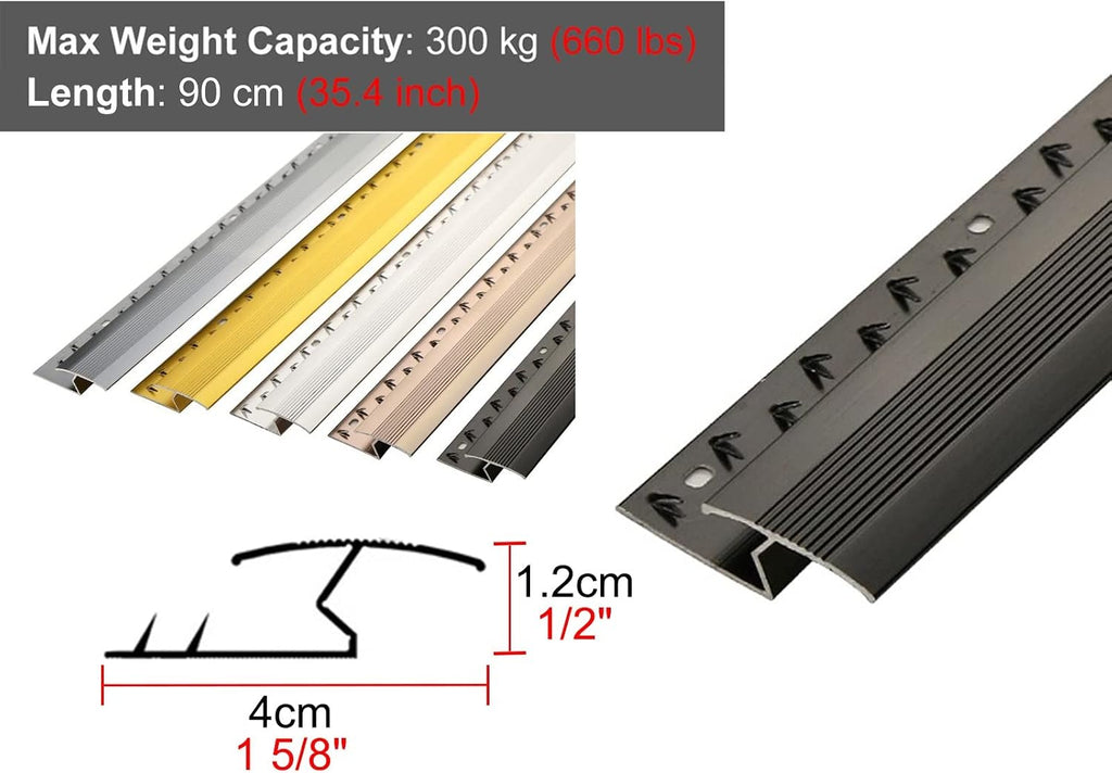 Carpet to Wood Floor Transition Strip - Metal Z Molding Doorway Threshold Edging Trim for Tile and Hardwood Flooring - Cuttable Design for Easy Installation