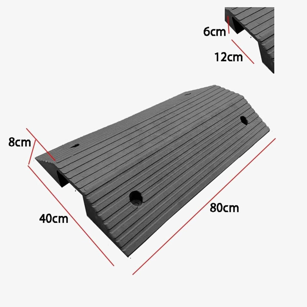 Wheelchair Ramp for Doorways, Portable Rubber Bridge Threshold with Supporting Frame/Non-Slip Surface, 2-3inch Rise Ramp for Home/Supermarkets/Factories/Warehouses/Schools Driveways Use(80x40x8cm)