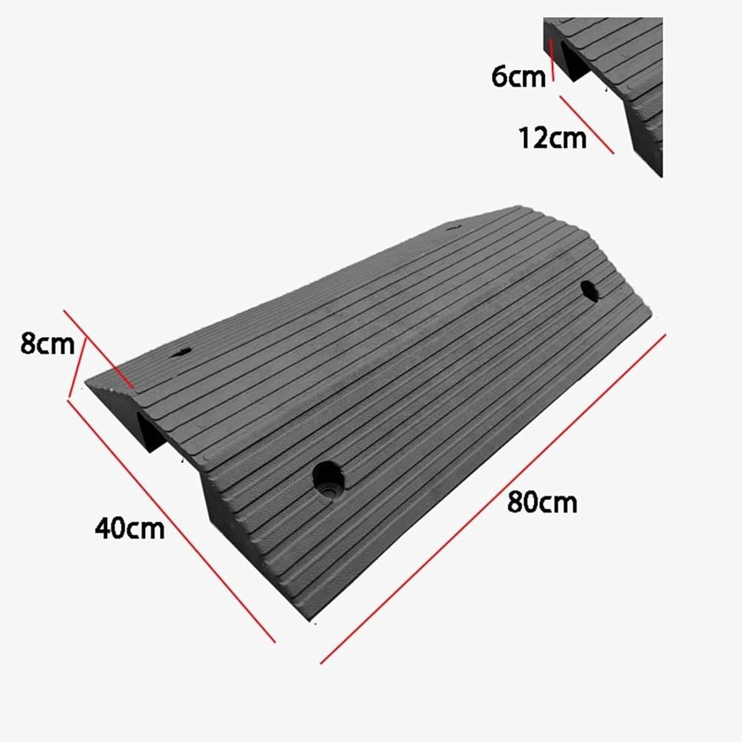Wheelchair Ramp for Doorways, Portable Rubber Bridge Threshold with Supporting Frame/Non-Slip Surface, 2-3inch Rise Ramp for Home/Supermarkets/Factories/Warehouses/Schools Driveways Use(80x40x8cm)