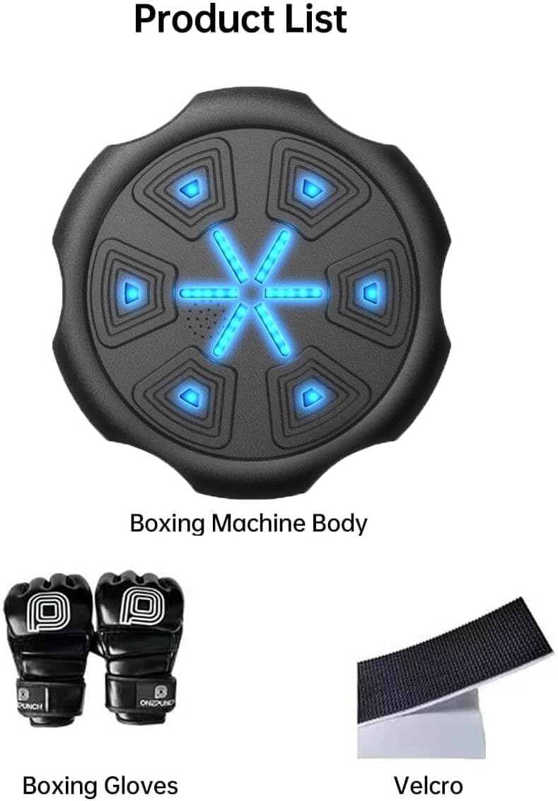 Smart Boxing Machine Wall Mounted, Music Boxing Machine with LED, Electronic Punching Machine & Boxing Gloves for Home Exercise Stress Release Boxing Game Y0-1011