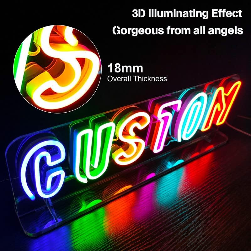 Personalized Neon Signs with Stand, Custom Reception Table Neon Sign, LED Family Name Neon Light Gift for Bedroom Room Wedding Birthday Party, Bar Shop Décor (2 Line Text, 20' Length)