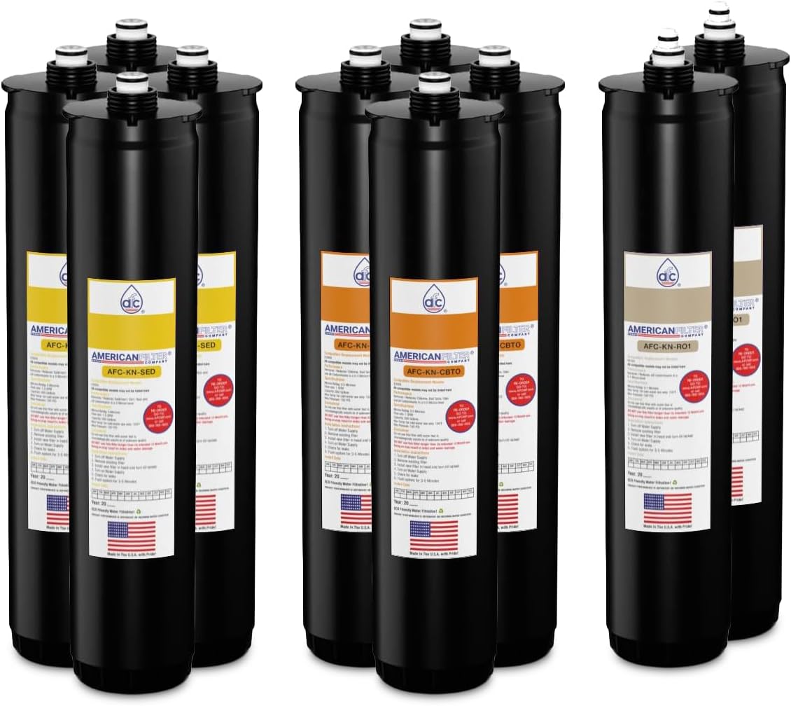 American Filter Company® Brand Model # AFC-KN-YOI Water Filters, Compatible with Kinetico® K5 systems, Cartridge set (Part # 9309A, 9306B & 9428A) Yellow/Orange/Ivory - 2 Year Pack
