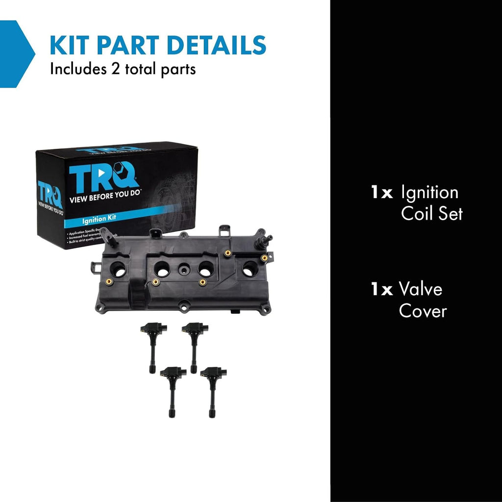 TRQ Ignition Coil Kit 5 Piece Compatible with 2009-2012 Nissan Sentra 2013-2021 NV200