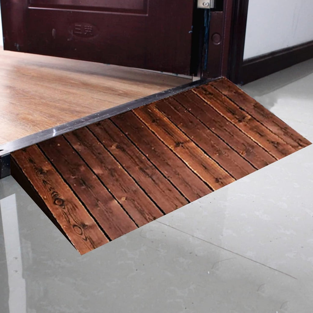 Threshold Ramp Driveway 10'/8'/7'/4' Rise Wooden Threshold Ramps for Doorways, Non-Slip Durable Entry Ramp for Home/Garden Step/Sheds Doors(90x80x25cm)