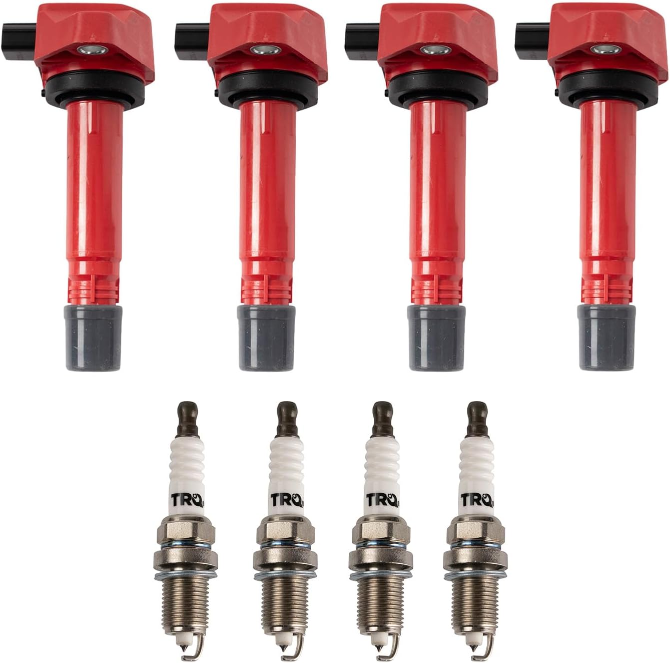 TRQ Ignition Coil & Spark Plug Kit Iridium 8 Piece Compatible with 2006-2011 Honda Civic 1.8L I4 Gasoline