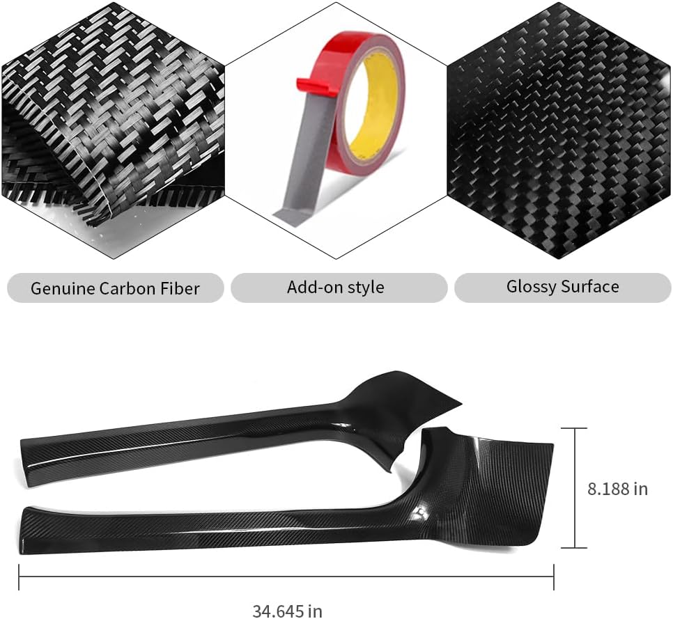 Jogon Genuine Carbon Fiber Door Sill Cover Trim for Corvette C8 Stingray Z51 Z06 Coupe HTC 2020 2021 2022 2023 2024 Inner Door Threshold Sill Protector