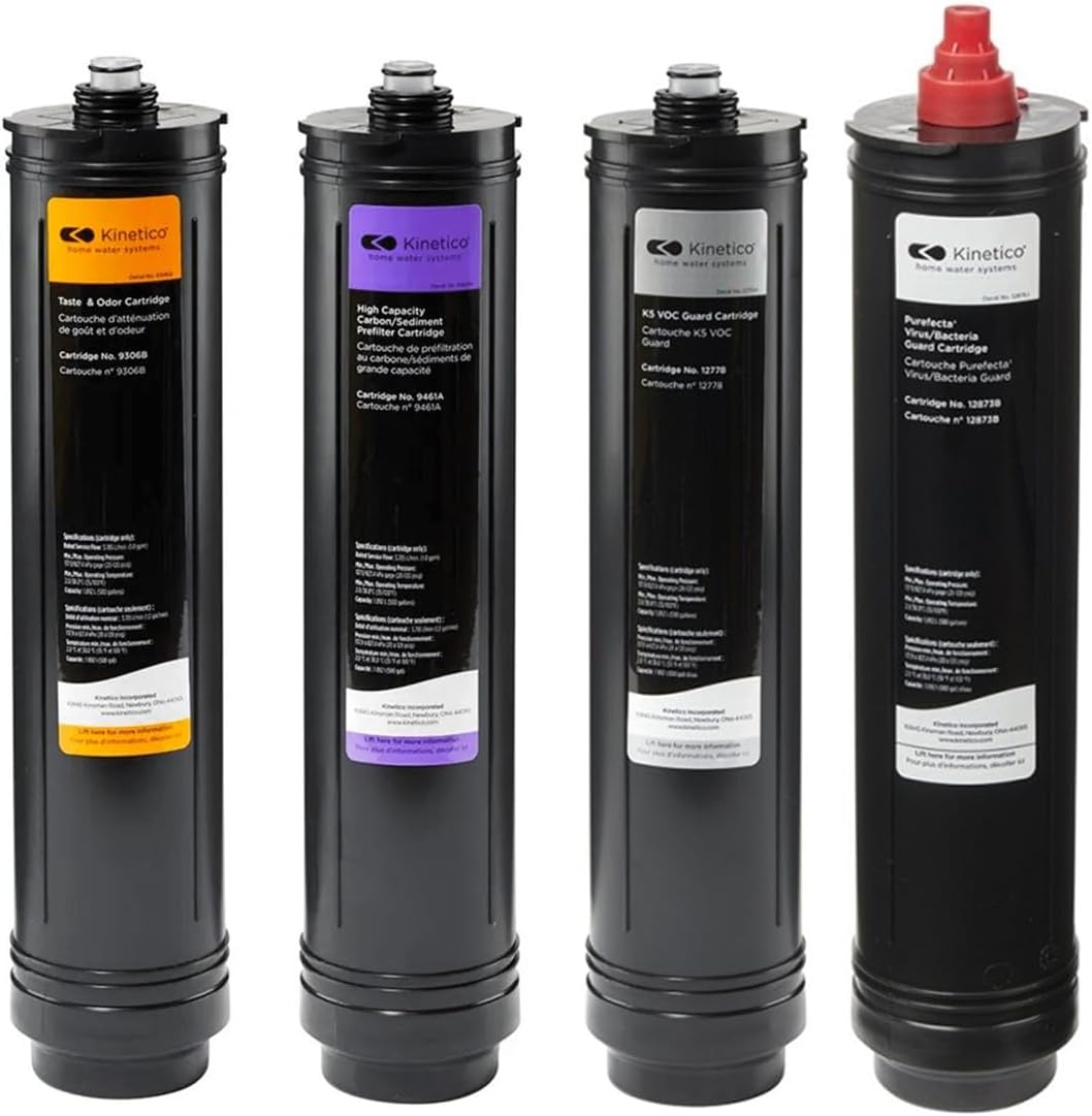 Set of 4 filters for Kinetico K5 Pure Ultra (Part No. 9461 PURPLE, 9306 ORANGE, 12778 SILVER & 12873 WHITE)