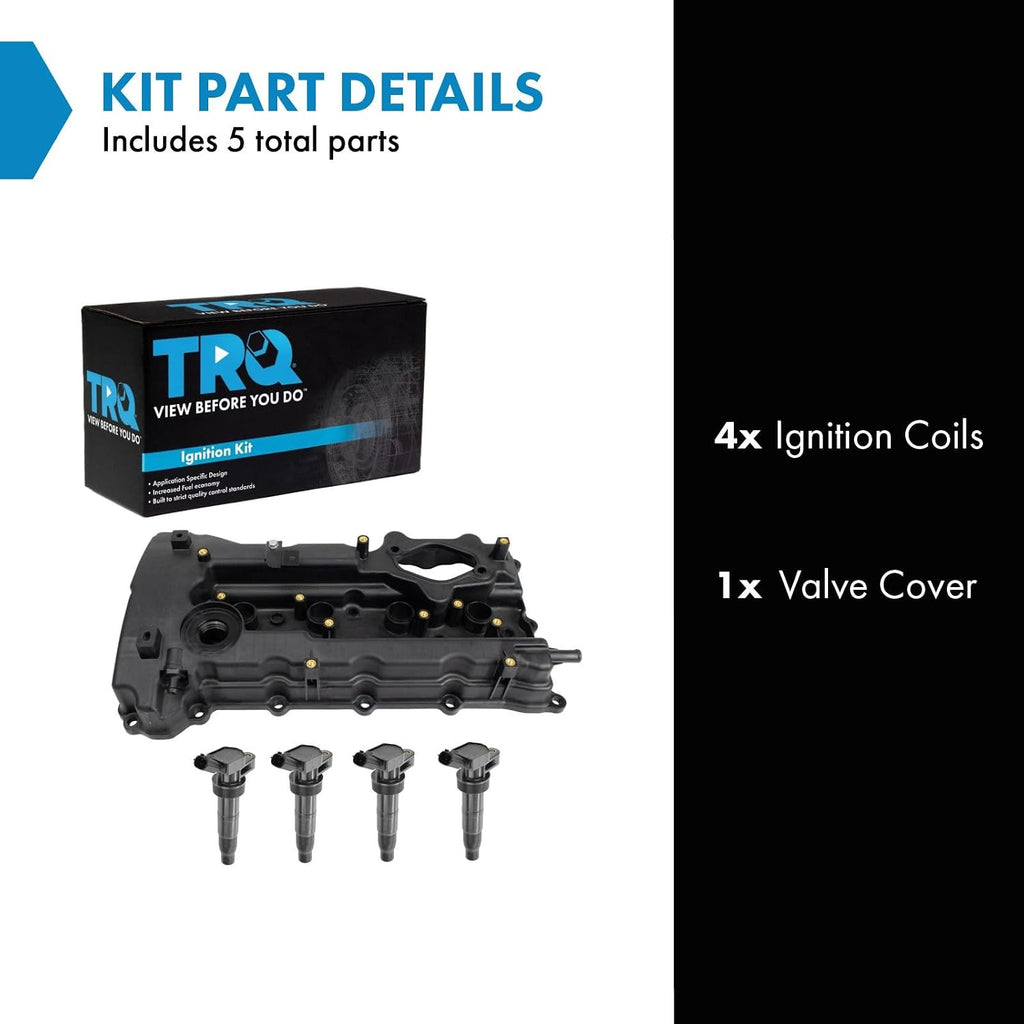 TRQ Ignition Coil Kit 5 Piece Compatible with 2011 Hyundai Sonata 2014-2015 Tucson 2011-2013 Kia Optima 2014-2016 Sportage
