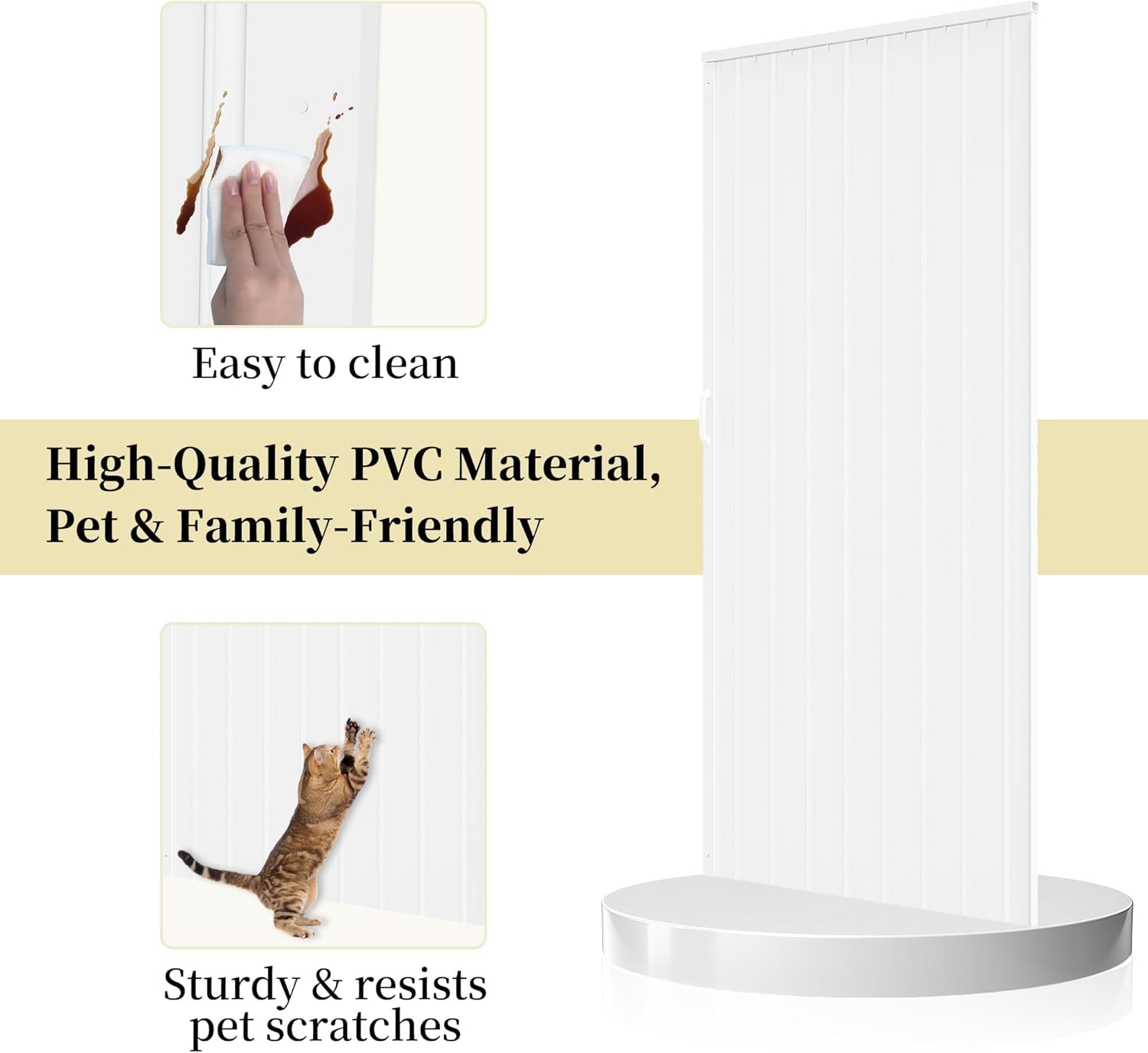 72' x 80' Accordion Doors Interior, Suitable for Doorway Width: 61'-72', PVC Folding Door with Clear Instructions, Accordion Door for Doorway Closet Bedroom Room Divider, Soundproof & Easy to Install