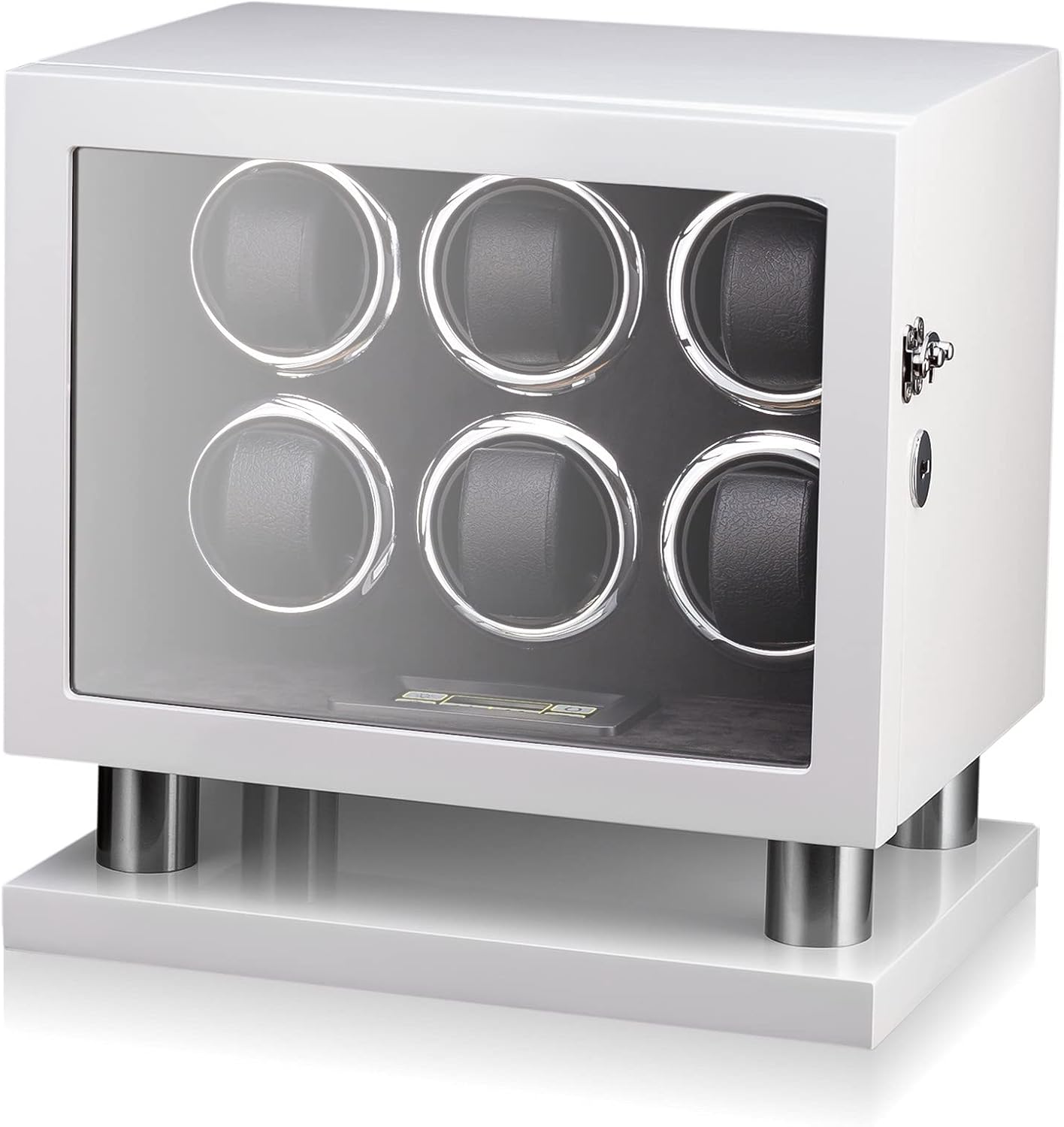 Watch Winder for 6 Watches with LED Light, LCD Display and Motor-Stop Option