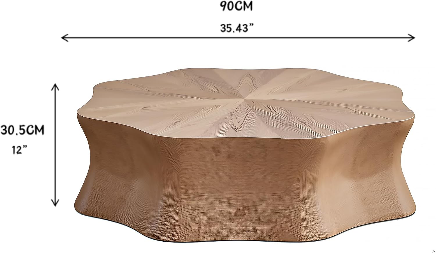 35.4' Square Coffee Table for Small Spaces, Black Flower Petal Design with Sturdy MDF Top, Low Profile Modern Minimalist Accent Center Table for Apartment, Lounge, Office