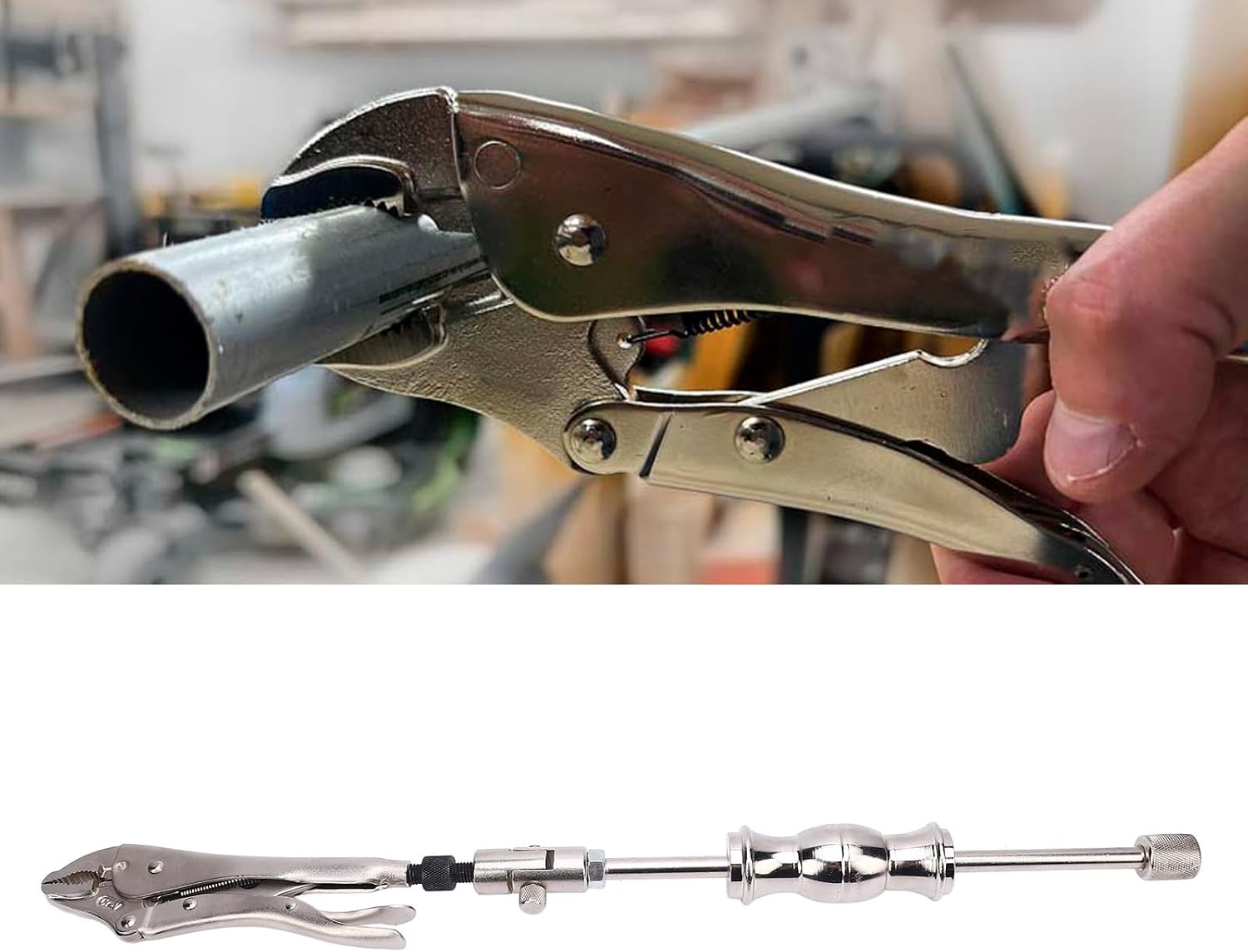 Brilluxa Slide Hammer, Locking Pliers Puller Set with Swivel Grip, 9 Inch 2 lb Slide Hammer Extractor Tool for CV Axle Seal Boot Nail Bolt Pin Removal, Auto Repair Kit