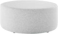 Modway Callum 38 Inch Round Ottoman in Heathered Weave Light Gray - Heathered Woven Fabric - Versatile Upholstered Coffee Table and Footrest - Couch Ottoman - Living Room Accent Table