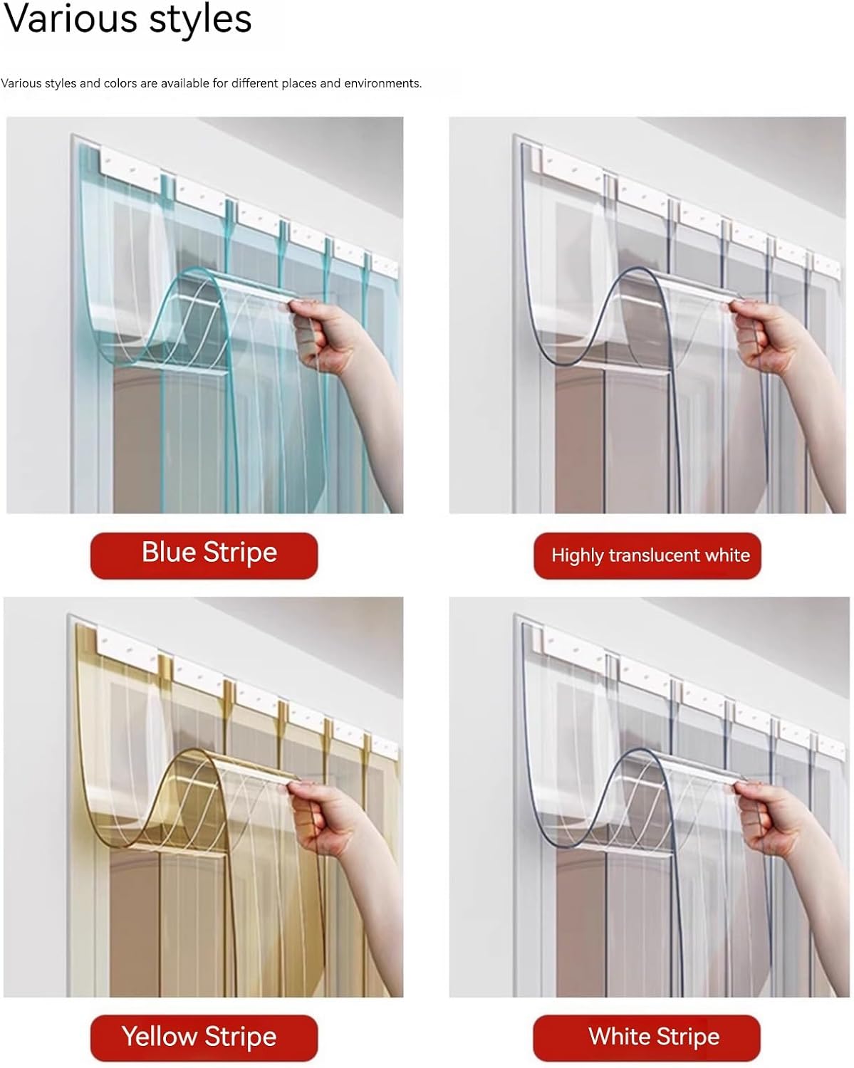 1.6mm/1.8mm Thickness Freezer Curtain Plastic Curtain Strips, Door Thresholds for Exterior Doors Strips (1.8mm,0.75Mx2M)
