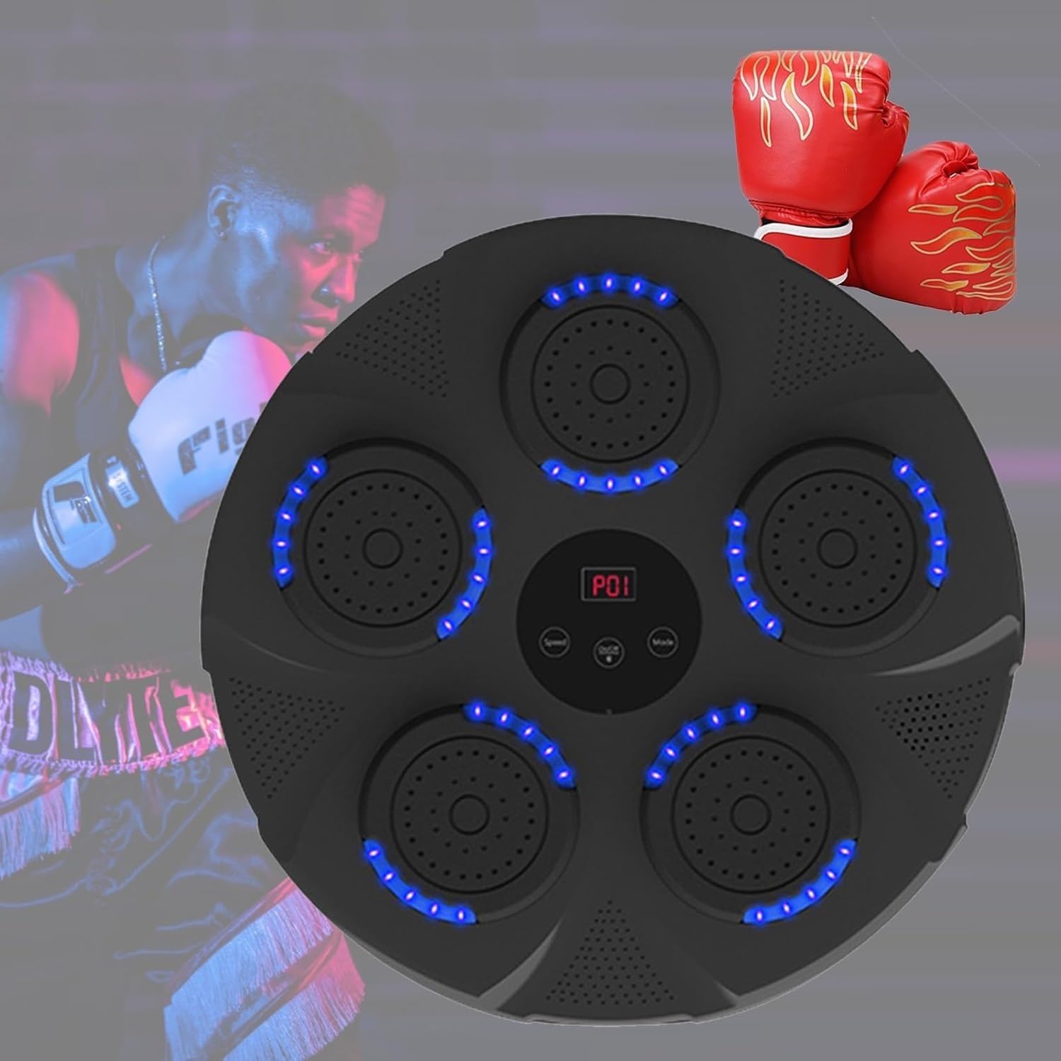 Electronic Music Boxing Machine Wall Mounted Boxing Machine with Music and Lights, Smart Boxing Training Equipment with Boxing Gloves