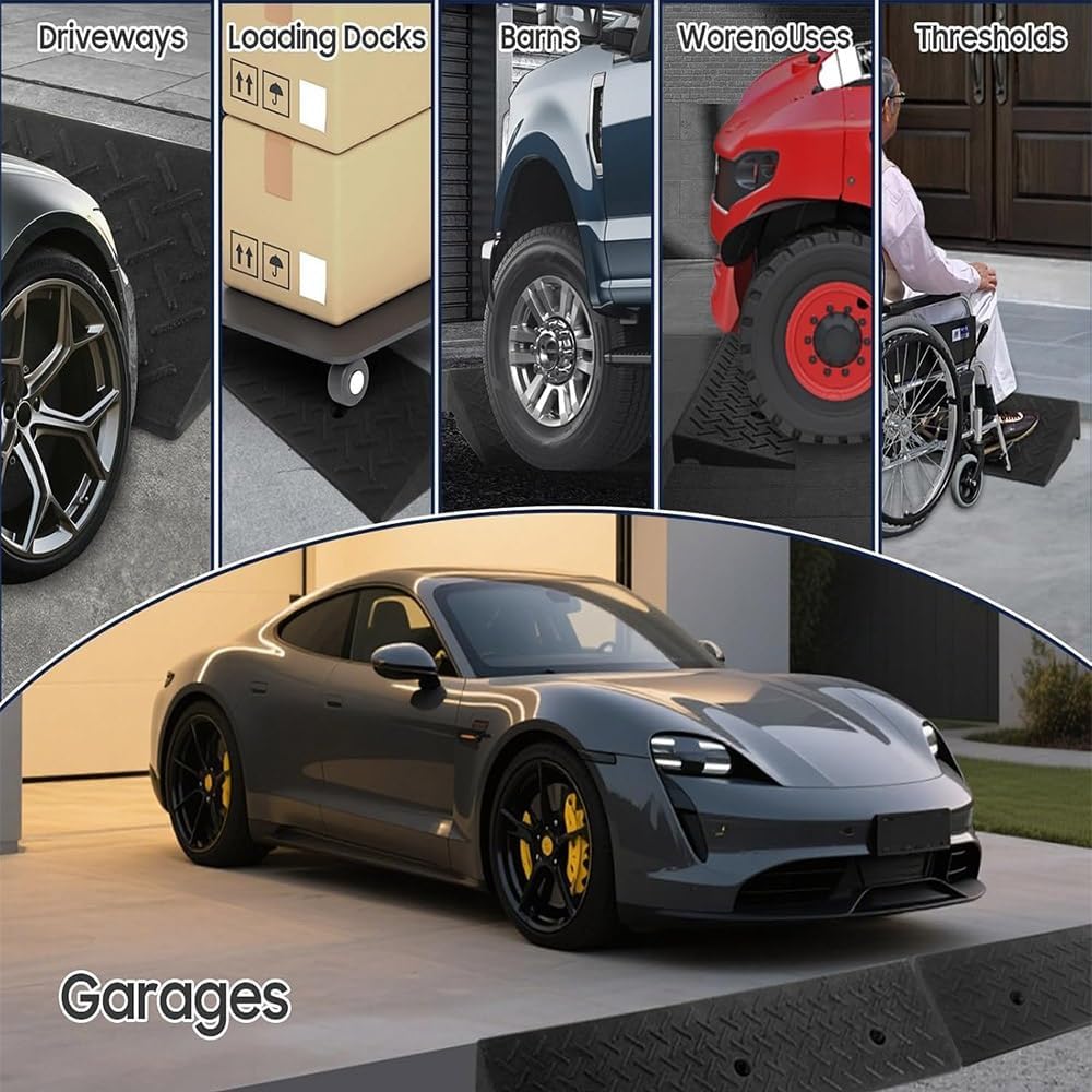 Driveway Ramps Rubber Curb Ramp Non-Slip Sidewalk Curb Ramps，2in 3in 4in 5in Rise Handicap Ramp，Heavy Duty Loading Ramps for Supermarket Factory Loading Dock(100x25x5cm/39.3x9.8x1.96in)