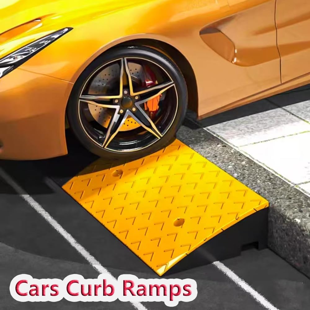 Heavy Duty Driveway Curb Ramps 2' 6' 4' Rise Rubber Wheelchair Ramp Doorway Threshold Ramp, Portable Kerb Ramp for Steps Sidewalk Warehouse(100x25x10 cm (39'x10'x4'))