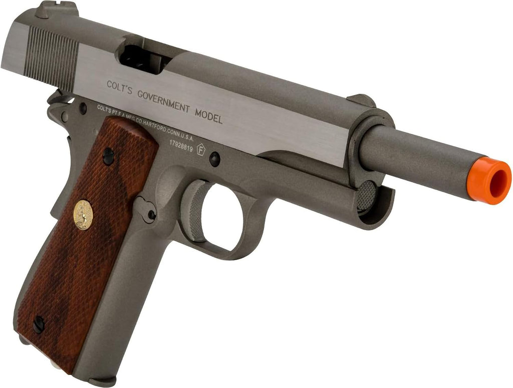 Evike Airsoft - Cybergun Colt Licensed Airsoft 1911 Tactical CO2-Powered GBB Blowback Airsoft Pistol by KWC (Model: Stainless Classic/Gun Only)
