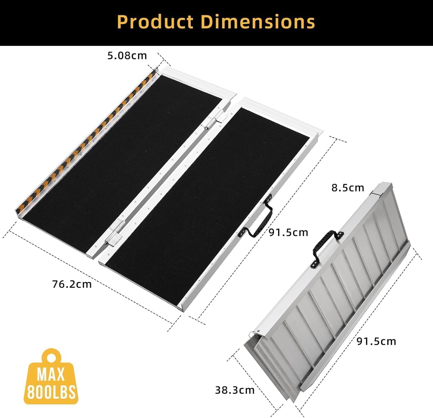 Non-Slip Folding Wheelchair Ramp – Portable Aluminum Threshold Ramp for Doorways, Steps & Stairs – Lightweight Mobility Aid, 600lbs Capacity – 3FT – Ideal for Home, Scooters, Walkers – 3FT,