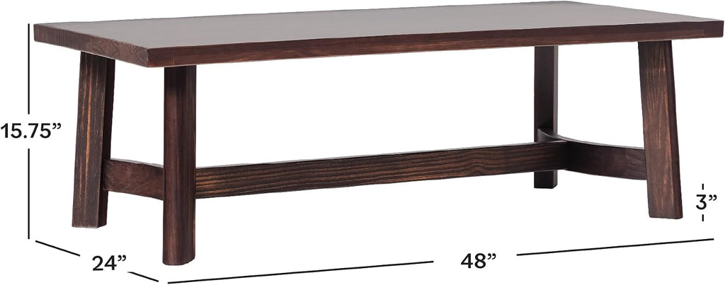 Walker Edison Colt Modern Farmhouse Solid Wood Rectangular Coffee Table, 48 Inch, Espresso
