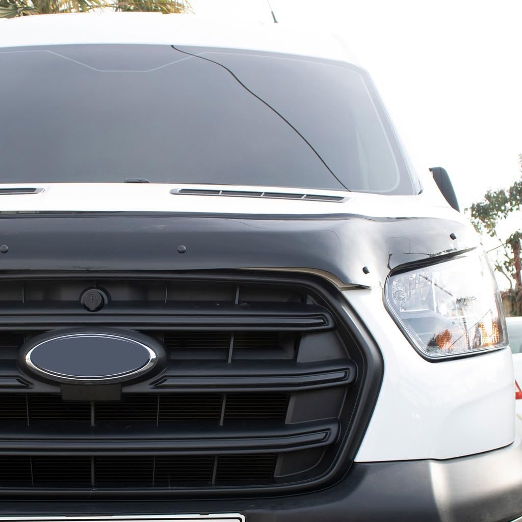 For Ford Transit 2018 2019 2020 2021 2022 2023 2024 Bonnet Protector Guard Front Bug Shield Hood Deflector Hood Stone Hood Shields Piano Black, HD1001