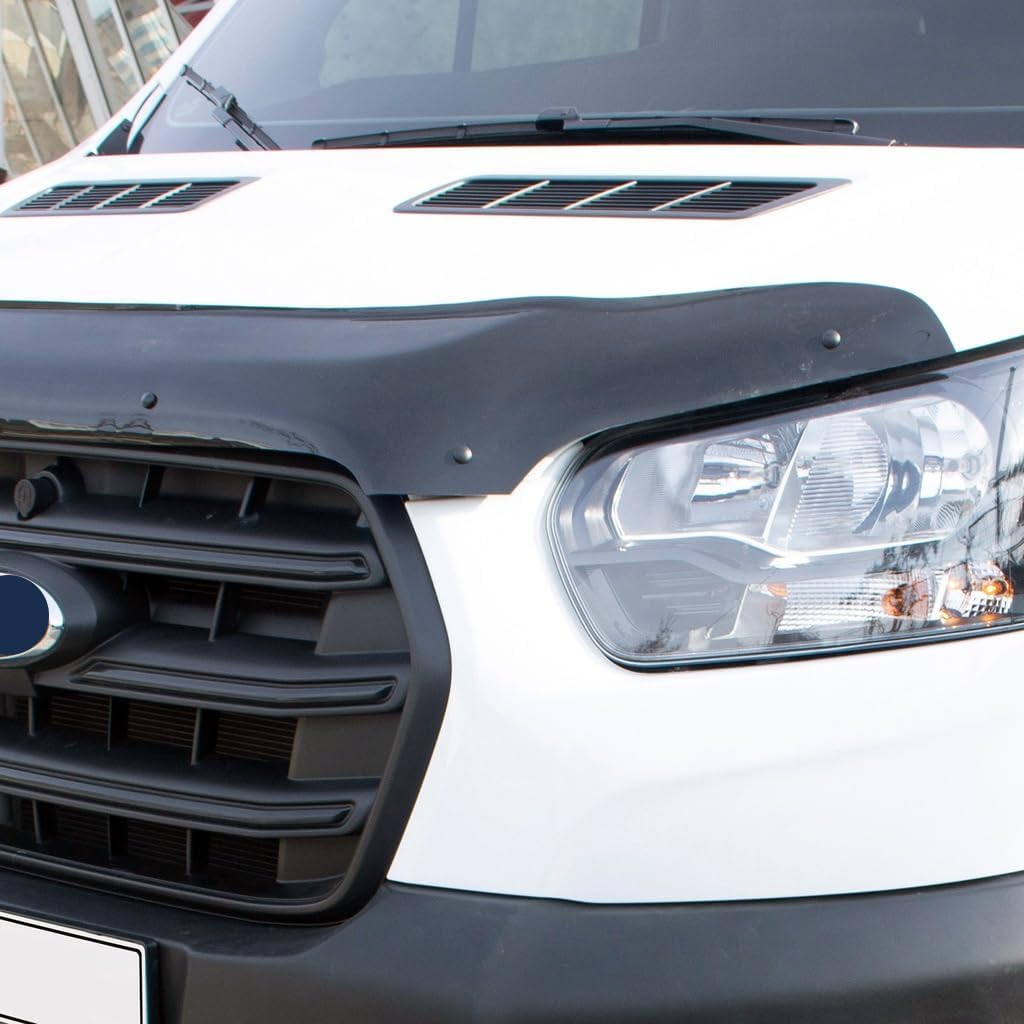 For Ford Transit 2018 2019 2020 2021 2022 2023 2024 Bonnet Protector Guard Front Bug Shield Hood Deflector Hood Stone Hood Shields Piano Black, HD1001