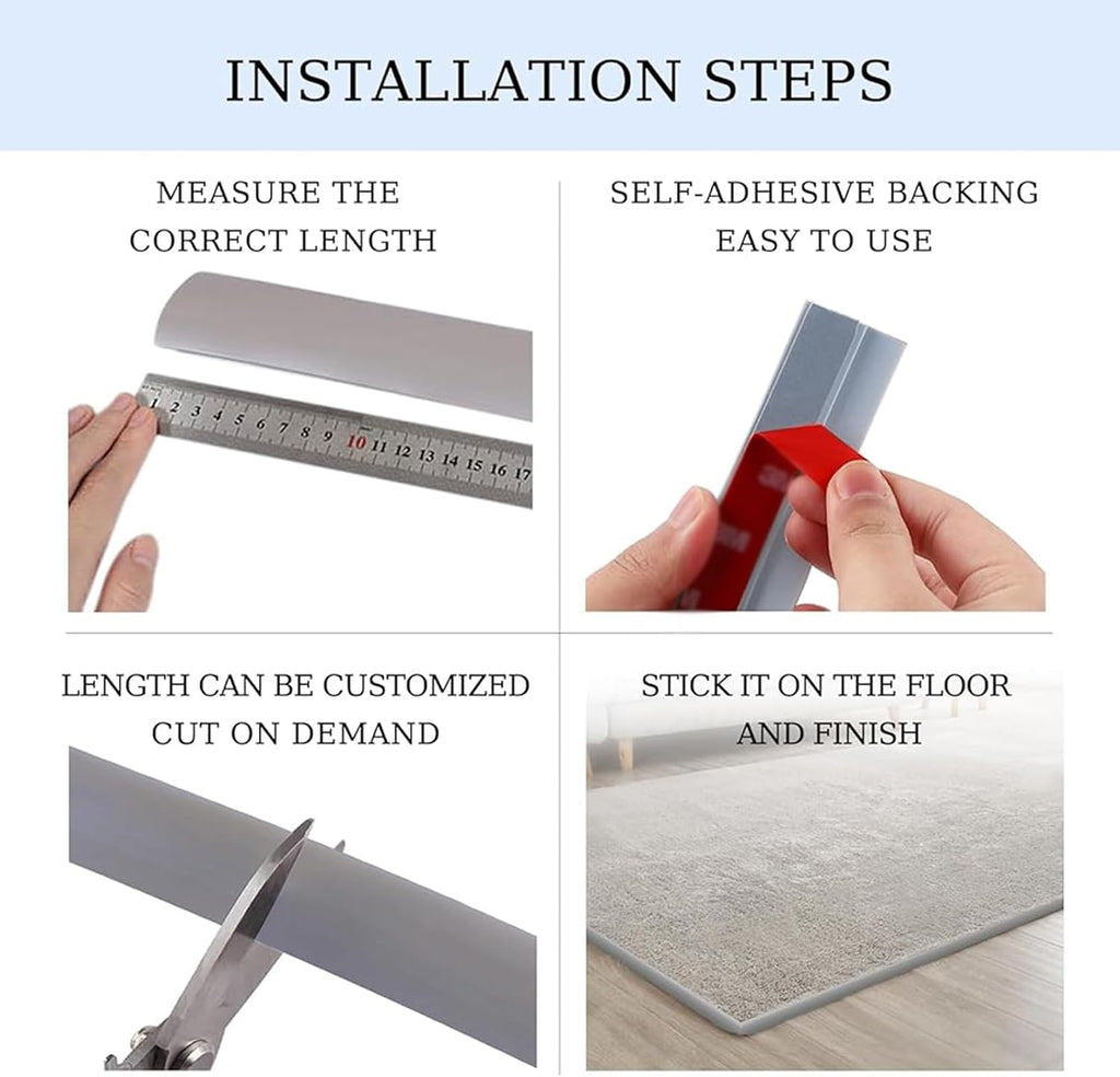 PVC Floor Threshold Divider Strip, Door Threshold Strip, Self-Adhesive Floor Transition Strip, Carpet to Laminate Door Edging Trim Strip for Bridging Gaps(Size:8m/26.2ft)
