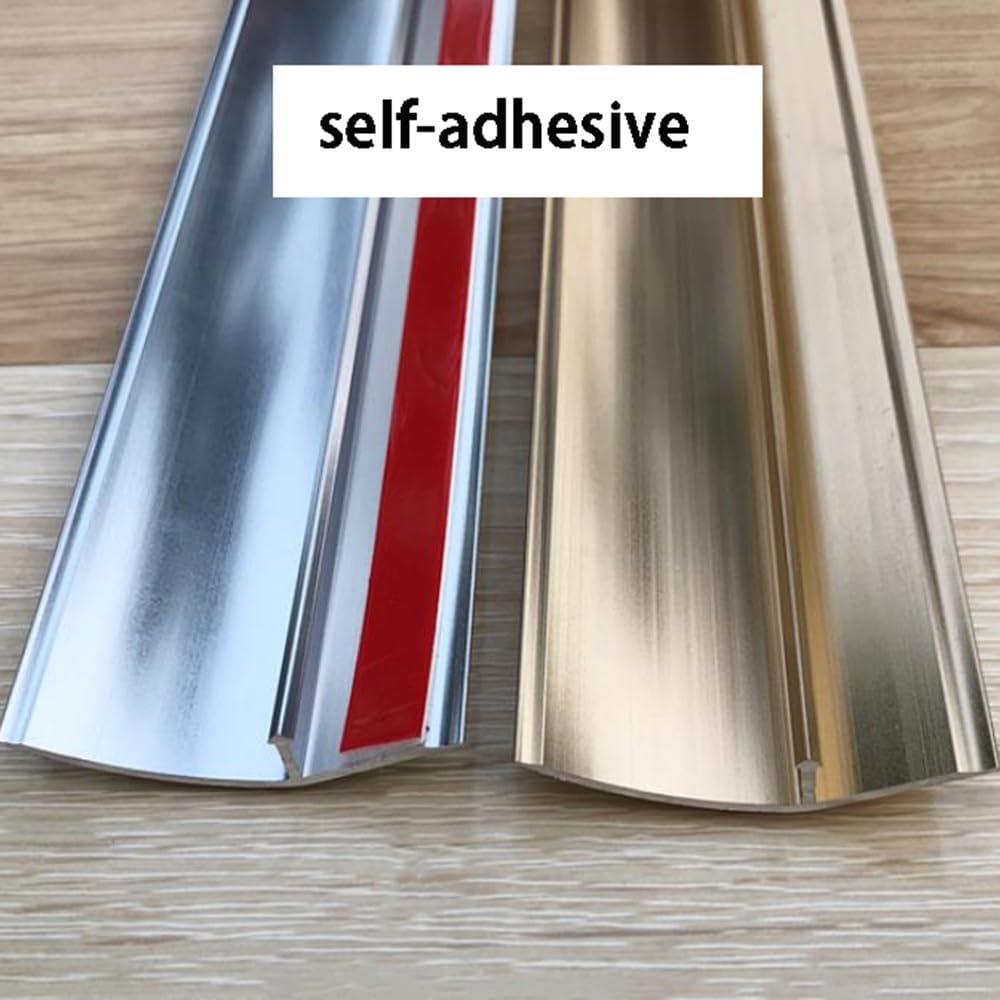 TOCTUS OUKEJNM 3Pcs Floor Transition Strip Wood to Tile, 35 Inch Threshold Ramp Self Adhesive for Doorways Wheelchair Kitchen Bedroom Bathroom Interior Metal Edge Trim, Aluminum(Silver White,5pcs)