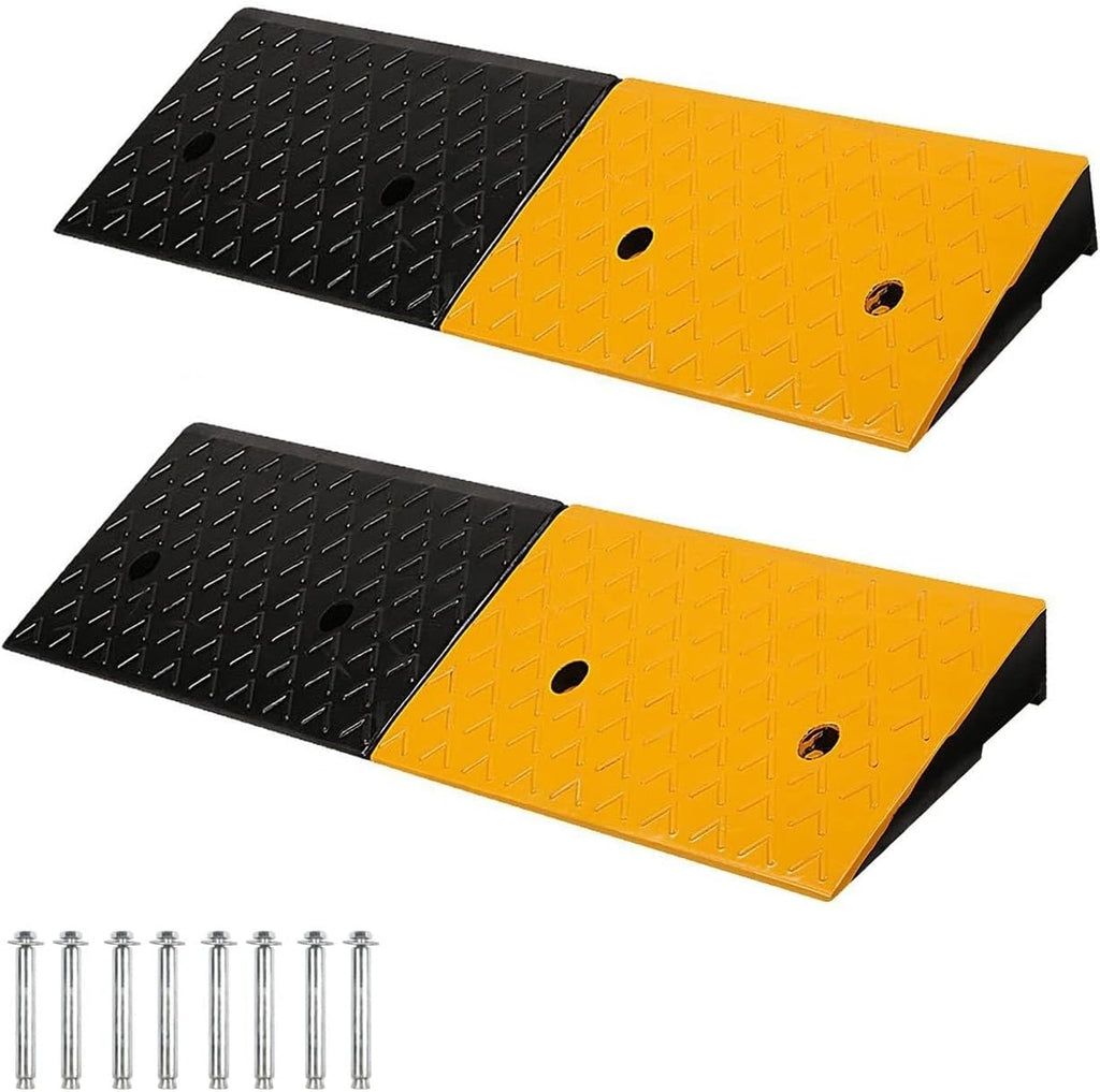 2 Pack Rubber Curb Ramp 2' Rise – Heavy Duty Driveway Threshold Ramp for Car, Motorcycle, Scooter, Bike, 39' x 10' x 2', 22000lbs Capacity, Non-Slip, Loading Dock Use
