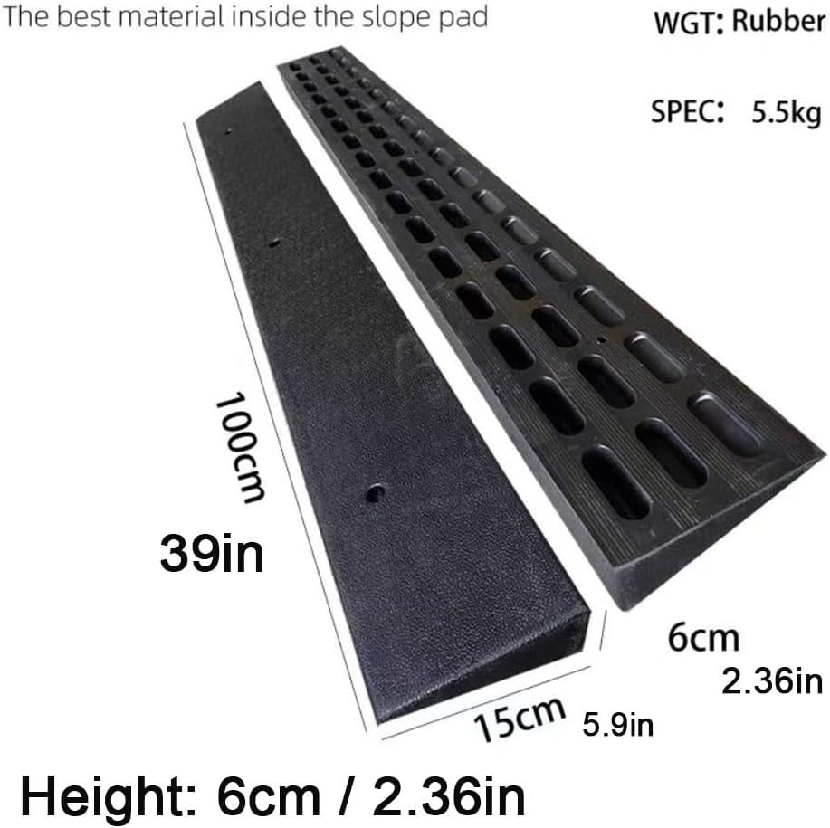 39' Long Curbside Ramp 2'' Rise Rubber Threshold Ramp Rubber Wheelchair Access Door Ramp Portable Driveway Scooter Ramps，2200 LBS Capacity Non-Skid(Height: 6cm/2.36in)